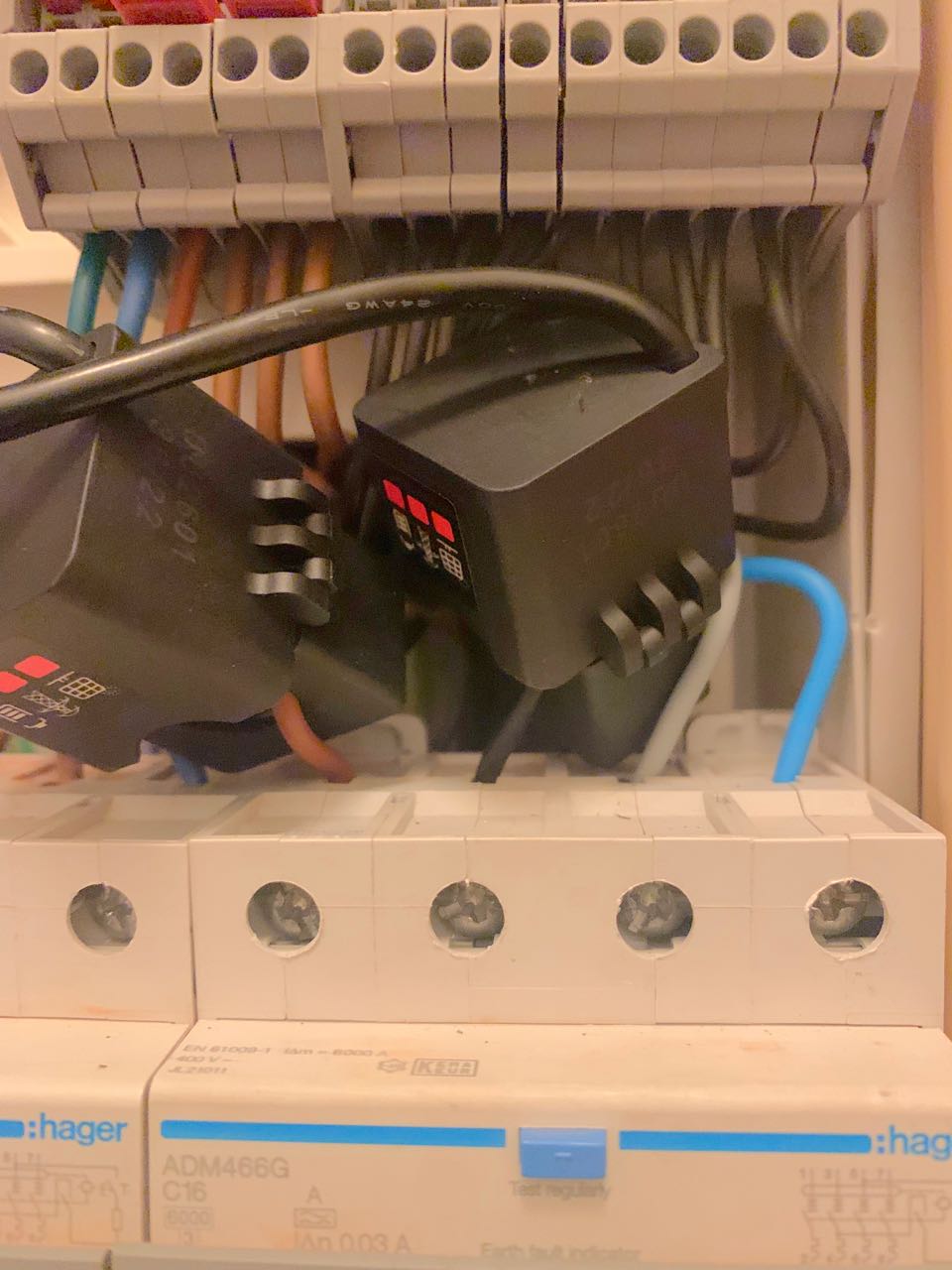 CT clamps behind fuse box