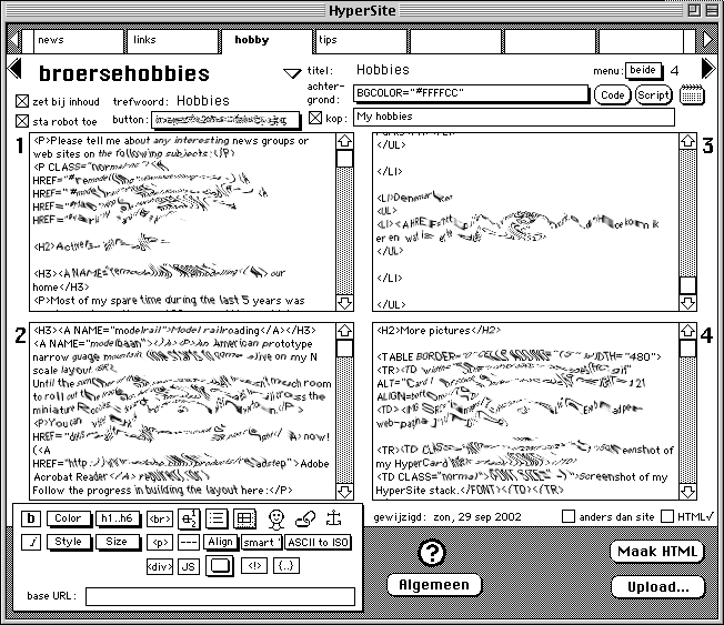 Een blad per web-pagina