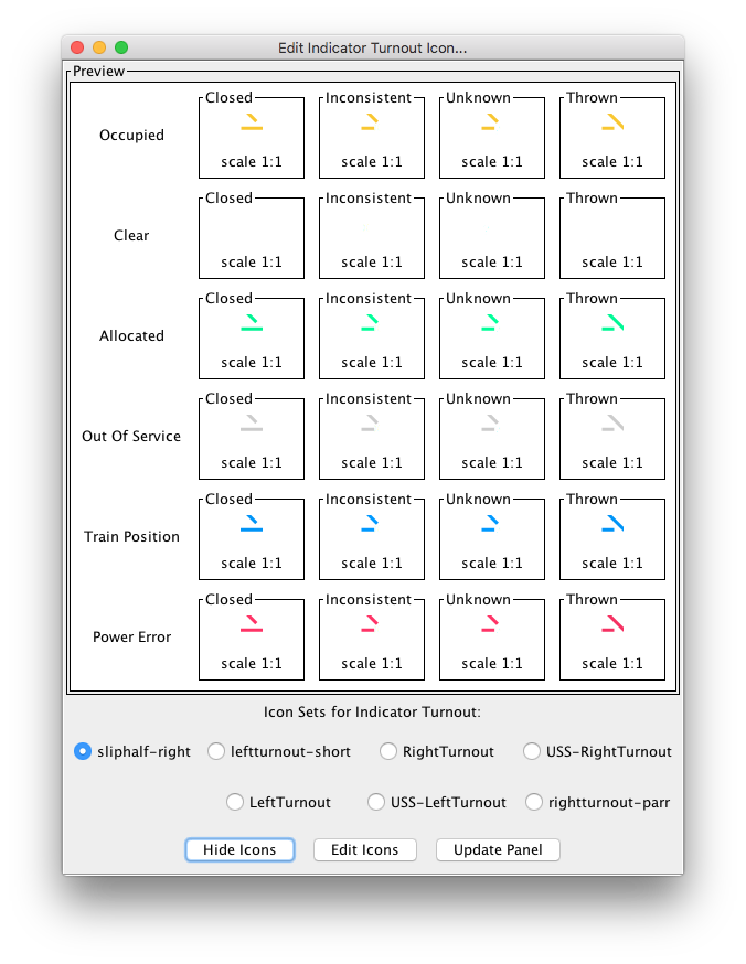 Edit screen for icon map
